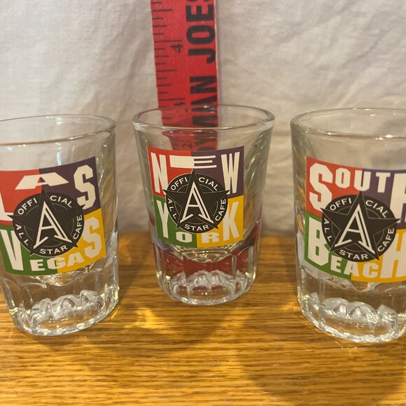 Vtg. Lot of 3 Shot glasses - All Star Cafes - Las Vegas, New York & South Beach - Picture 14 of 14